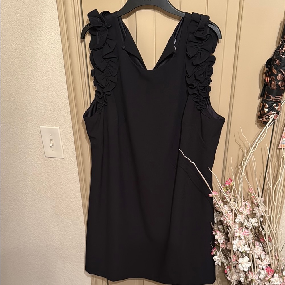 Black Sleeveless Dress with Ruffle Details by Chelsea28 sz 22